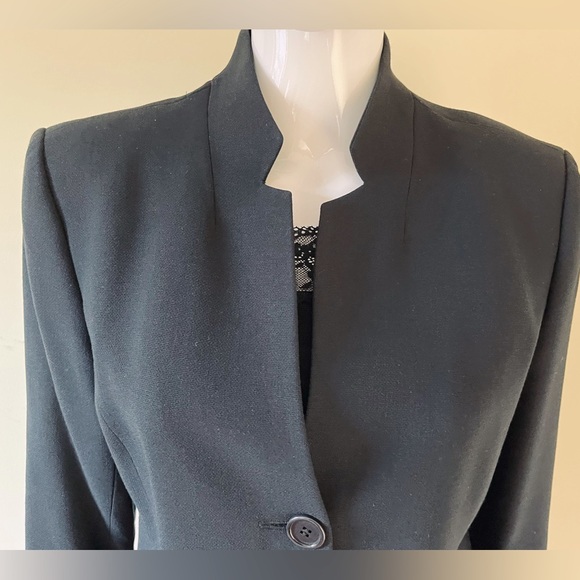 Zara Black Wool Blazer Black Fur Trims Two Buttons Front Closure US 10 - Picture 2 of 15